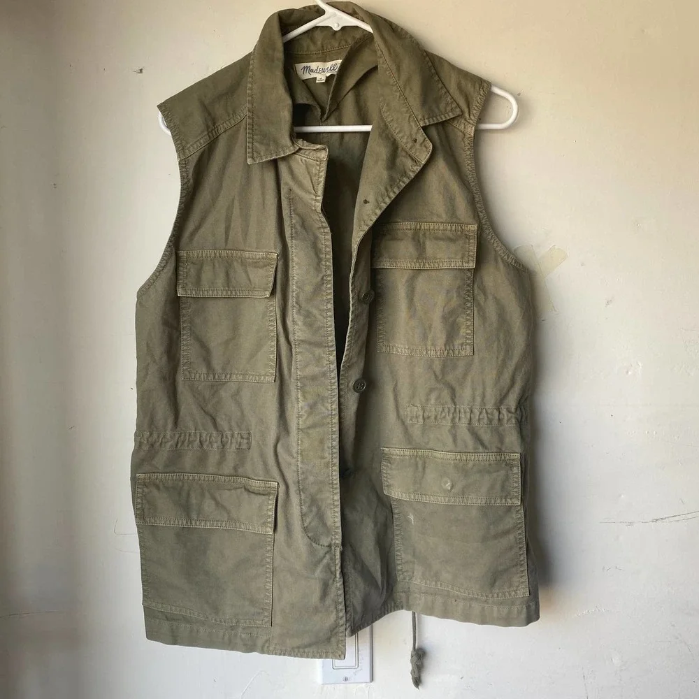 Madewell olive green sleeveless untility vest med - Picture 2 of 5